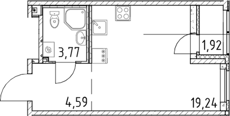 Квартира студия 27.6 м², 4/17 эт., ЖК «Город Первых»